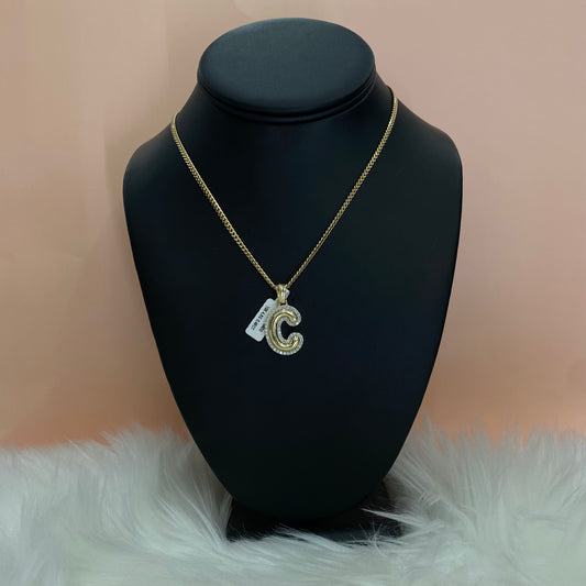 10K Yellow Gold Diamond Letter C Pendant / 4.8gr