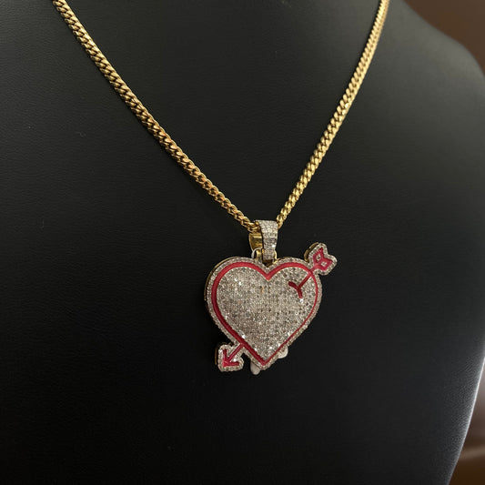 10K Yellow Gold Flowed Heart Diamond Pendant 1.86Ct / 5.3gr