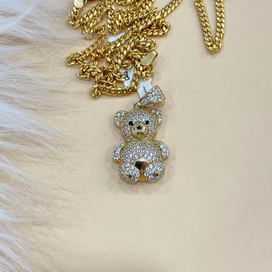 10K Yellow Gold Bear Pendant With Zirconia / 3.6gr