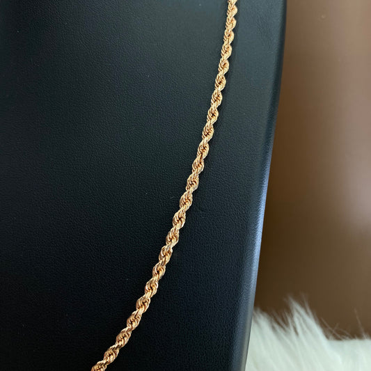 10K Rose Gold Rope Chain / 14gr / 2.7mm / 20in