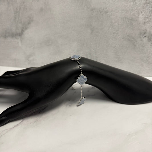 18K White Gold Van Cleef Grey Bracelet / 10.6gr / 2.2mm / 7.5in