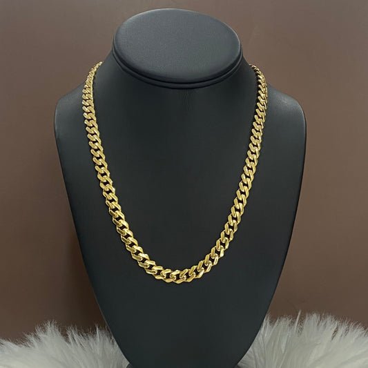 10K Yellow Gold Monaco Cuban Link Chain With Zirconia / 30gr / 9.2mm / 24in