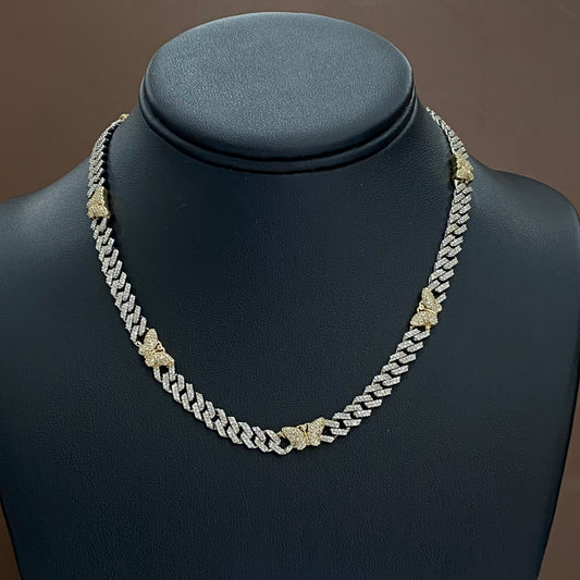 10K White-Yellow Gold Bustdown Necklace Chain 4.12Ct / 36.8gr / 6.3mm / 16in