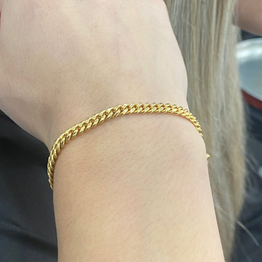 14K Yellow Gold Microcuban Bracelet / 18gr / 4.9mm / 8.5in