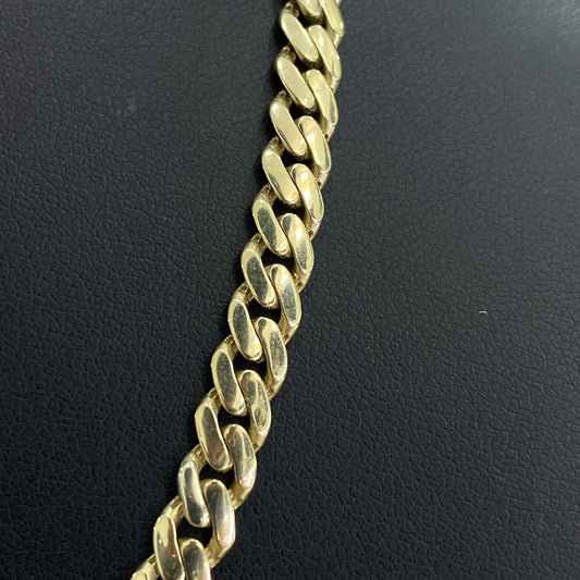 14K Yellow Gold Monaco Cuban Link Chain With Zirconia / 13.9gr / 6.1mm / 16in