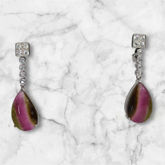 10K White Gold Diamond Water Drop Jewelry Set Ct Dia / 29gr / Size 7 1/4 / 18in