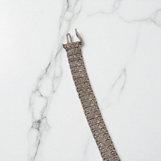 10K White Gold Luxury Bracelet With Diamond / 15.5gr / 8.5mm / 7.5in