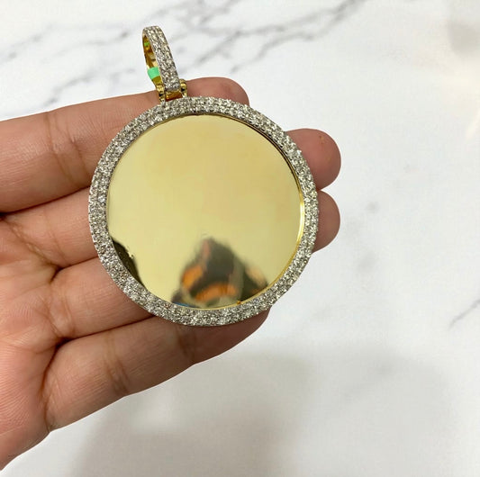 10K Yellow Gold Diamond Memorial Pendant 4.12Ct Dia / 14.1gr / 2.6-2in