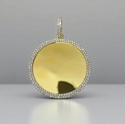 10K Yellow Gold Diamond Memorial Pendant 7.32Ct Dia / 25.87gr / 3.4-2.5in