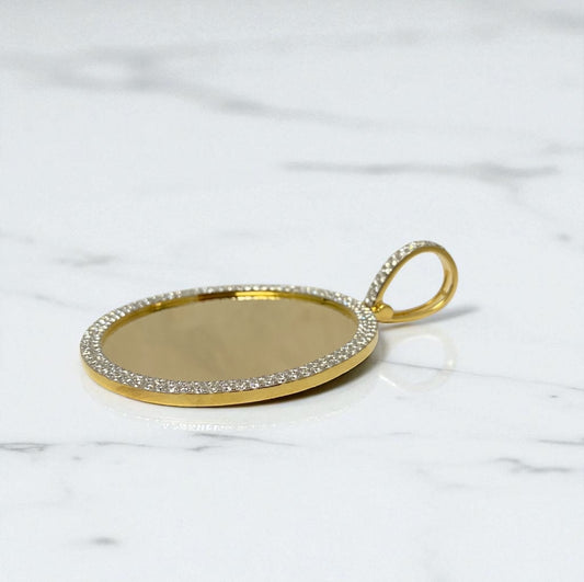 10K Yellow Gold Diamond Memorial Pendant 7.32Ct Dia / 25.87gr / 3.4-2.5in