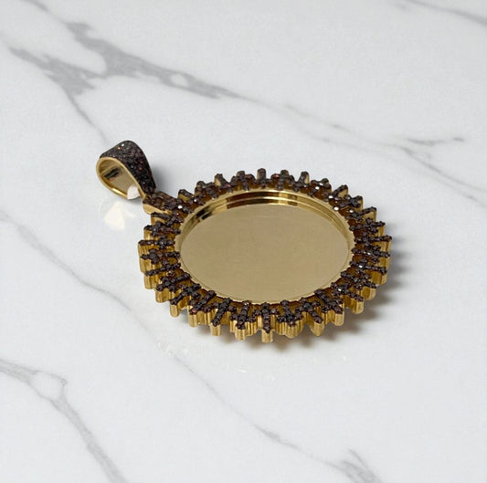 10K Yellow Gold Diamond Memorial Red Wine Crosses Pendant 1.26Ct Dia / 16.6gr / 1.5 - 1.8 in