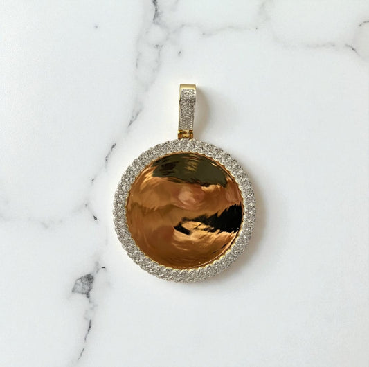 10K Yellow Gold Memorial Cuban Fabric Pendant 1.12Ct Lab Dia / 17.3gr / 2.6-1.9in