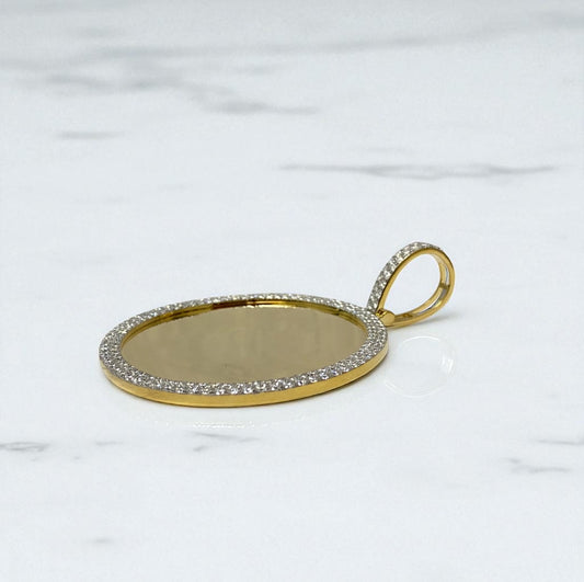 10K Yellow Gold Diamond Memorial Pendant 10.35Ct Dia / 28.68gr / 3.8-2.8in