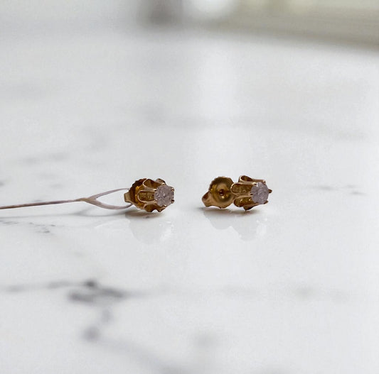 14K Yellow Gold Diamond Women Stud Earrings 1.4Ct / 1.4gr