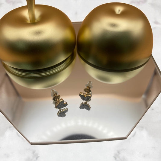 10K Yellow Gold Diamond Butterfly Stud Earrings 0.12Ct / 1gr