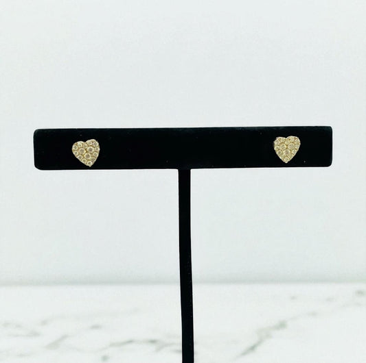14K Yellow Gold Diamond Heart Stud Earrings 0.71Ct Dia / 2.56gr
