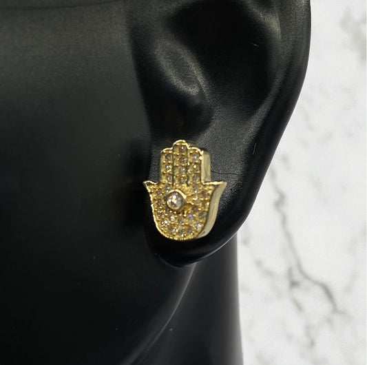 14K Yellow Gold Diamond Hand Stud Earrings 0.25Ct / 1.9gr