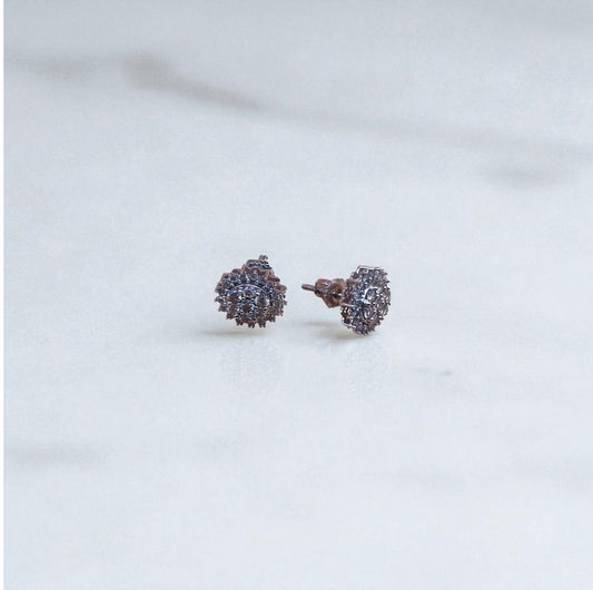 10K White Gold Diamond Circle Stud Earrings 0.85Ct / 2gr