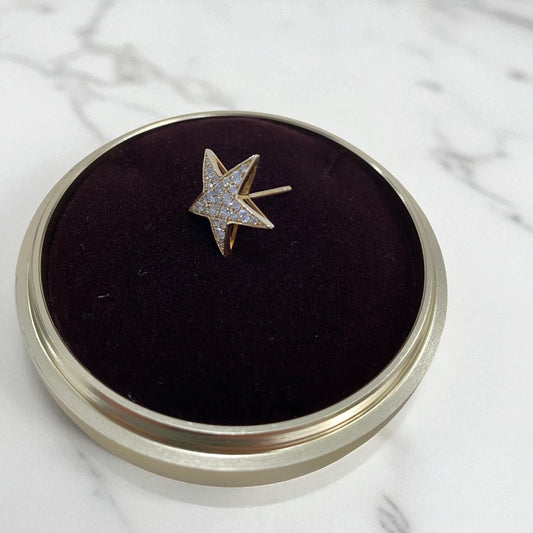 14K Yellow Gold Diamond Star Stud Earrings 0.8Ct / 2.7gr