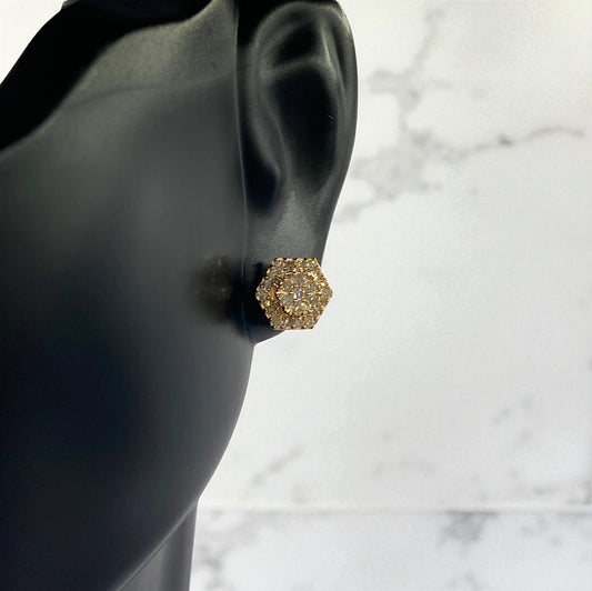 14K Yellow Gold Diamond Luxury Stud Earrings 0.38Ct / 1.6gr