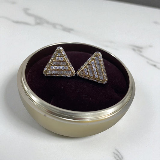 10K Yellow Gold Diamond Fashion Stud Earrings 1.06Ct / 3.9gr