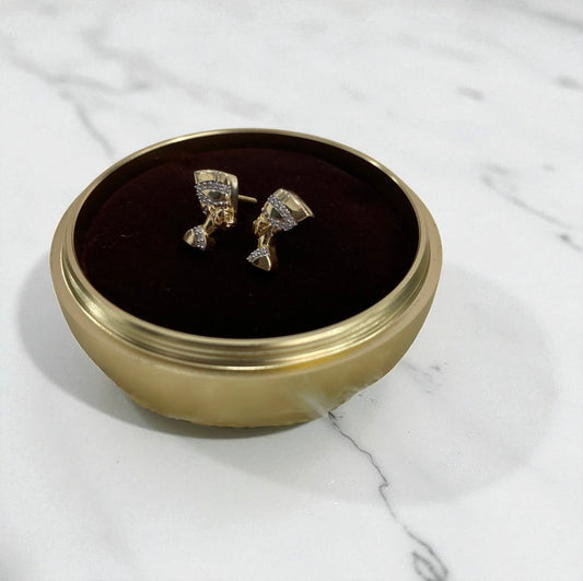 10K Yellow Gold Diamond Pharaon Stud Earrings 0.2Ct / 2.6gr
