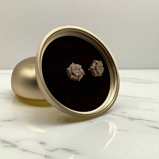 14K Yellow Gold Diamond Spiral Stud Earrings 1.15Ct / 3.2gr