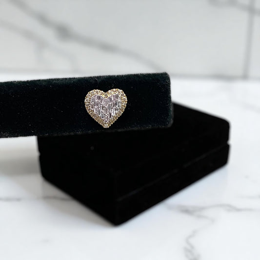 10K Yellow Gold Diamond Heart Stud Earrings 0.50Ct Dia / 1.5gr