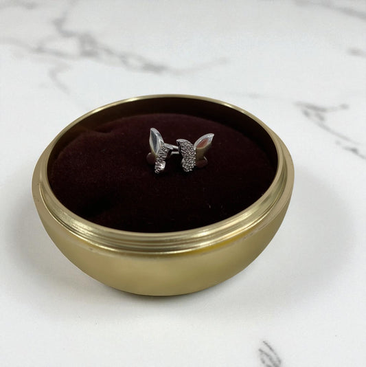 10K White Gold Diamond Butterlfy Stud Earrings 0.10Ct / 1.9gr