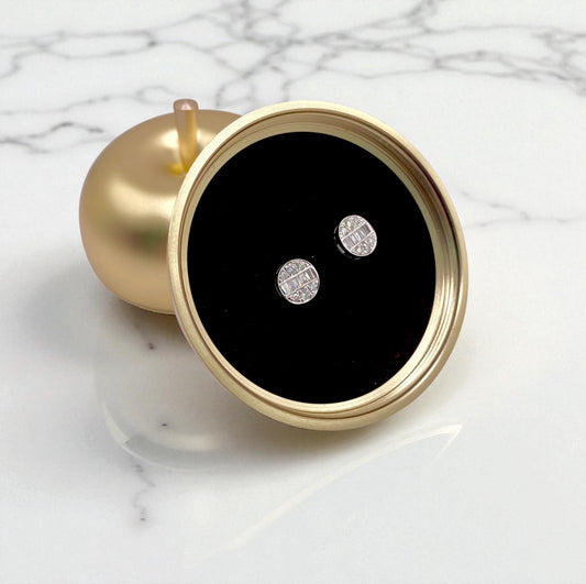 14K White Gold Diamond Circle Stud Earrings 0.98Ct / 2gr / `in