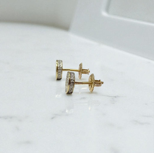 10K Yellow Gold Diamond Circle Fashion Stud Earrings 0.18Ct Dia / 1.34gr / 7mm