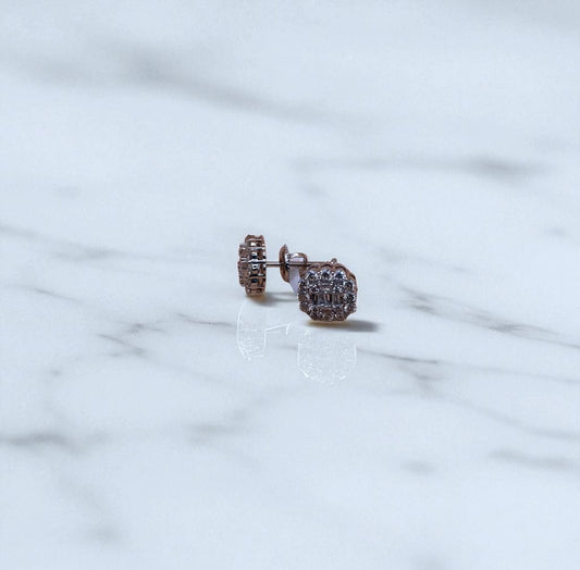 10K White Gold Diamond Baguette Square Stud Earrings 1Ct / 2.3gr