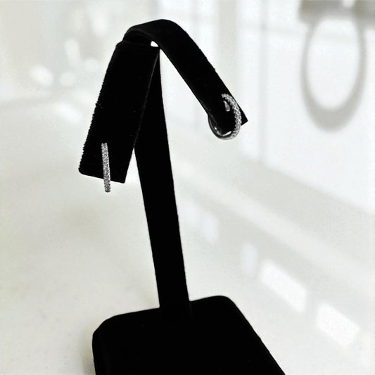 14K White Gold Diamond Luxury Hoop Earrings With Diamond / 1.9gr