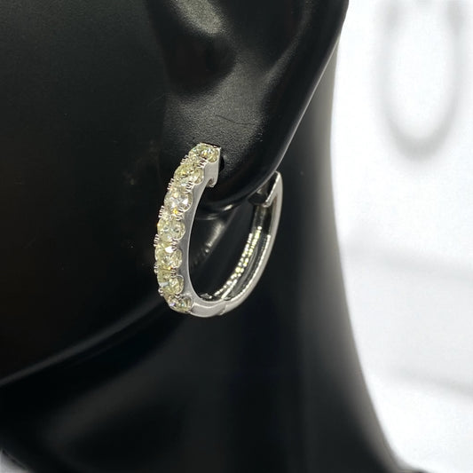 14K White Gold Diamond Luxury Hoop Earrings 1.06Ct / 3.9gr