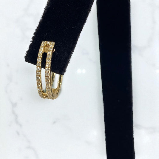 14K Yellow Gold Diamond Fashion Hoop Earrings 0.65Ct / 3.5gr
