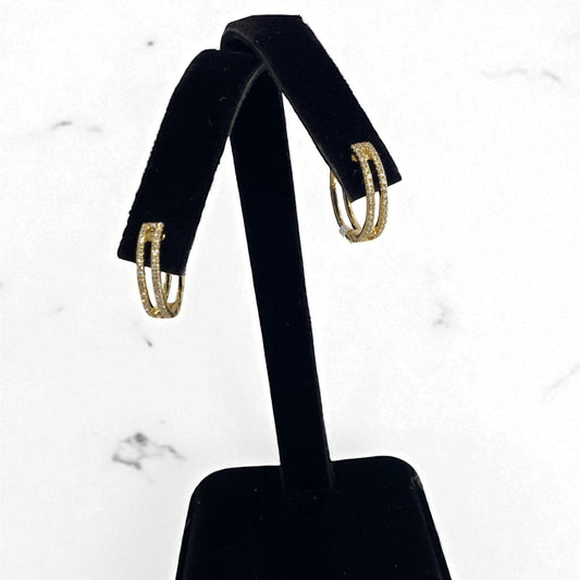 14K Yellow Gold Diamond Fashion Hoop Earrings 0.65Ct / 3.5gr