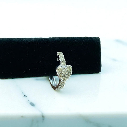 14K White Gold Diamond Heart Hoop Earrings 0.70Ct Dia / 2.22gr