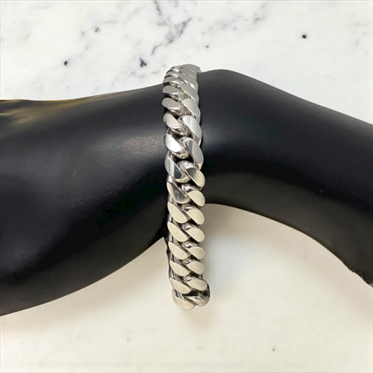 Silver Cuban Links Bracelet / 61.73gr / 10.2mm / 9in