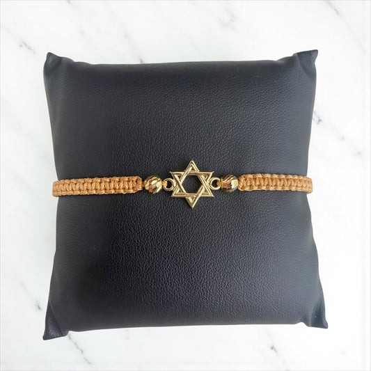 18K Yellow Gold Tejido David'S Star Bracelet Adjustable / 0.99gr