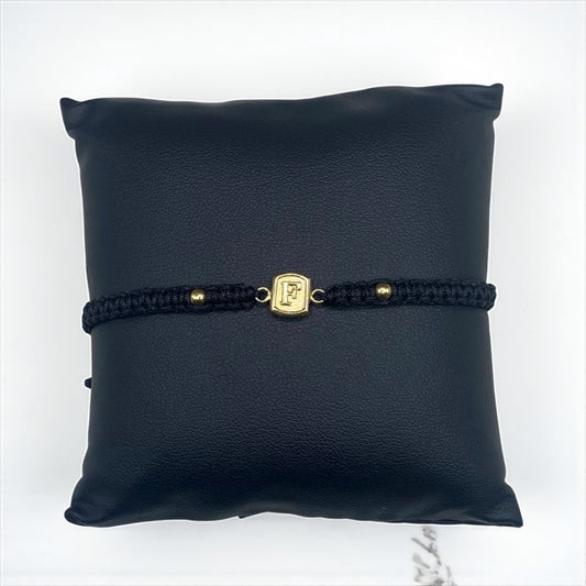 18K Yellow Gold Tejida Letter F Bracelet Adjustable / 0.42gr