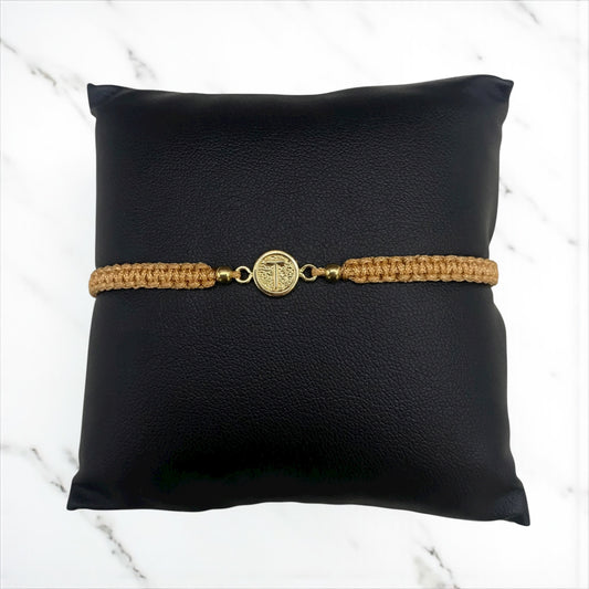 18K Yellow Gold Tejida Letter T Bracelet Adjustable / 0.42gr