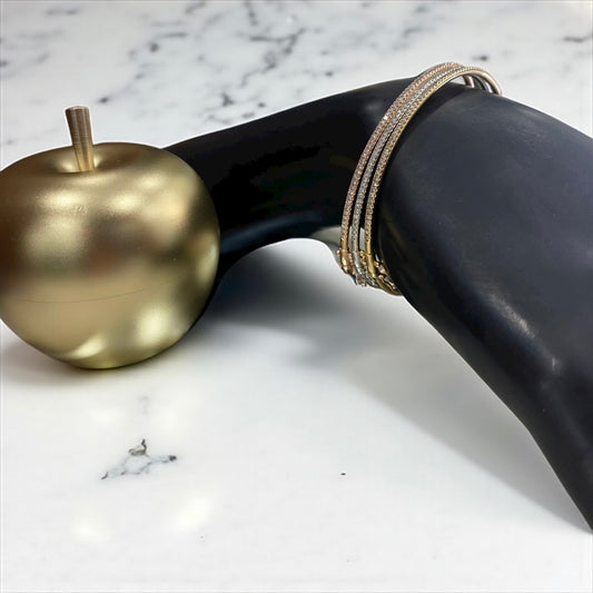 14K Three Colour Gold Diamond Bangle Bracelet 0.60Ct / 22.6gr / Size 20 / 2mm