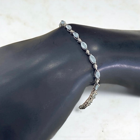 14K White Gold Fashion Bracelet With Diamond / 4.1gr / 3mm / 7in