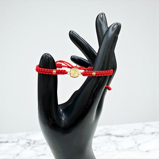 18K Yellow Gold Tejida Letter F Bracelet Adjustable / 0.42gr