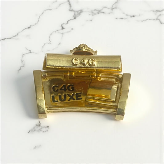 10K Yellow Gold Plain Sleek Lock With Panther / 21.7gr / 17mm / 1.3in