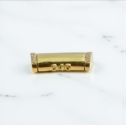 10K Yellow Gold Diamond On The Size Sleek Lock / 10.6gr / 13mm / 1in