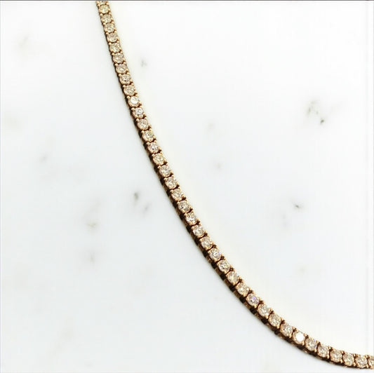 14K Rose Gold Tennis Chain 6.99Ct / 16.3gr / 2.6mm / 18in