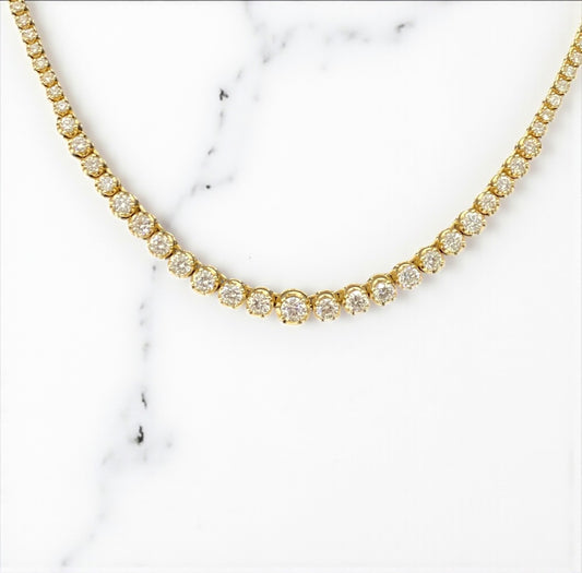 14K Yellow Gold Diamond Tennis Chain 3.05Ct Dia / 14gr / 2.2mm / 16in