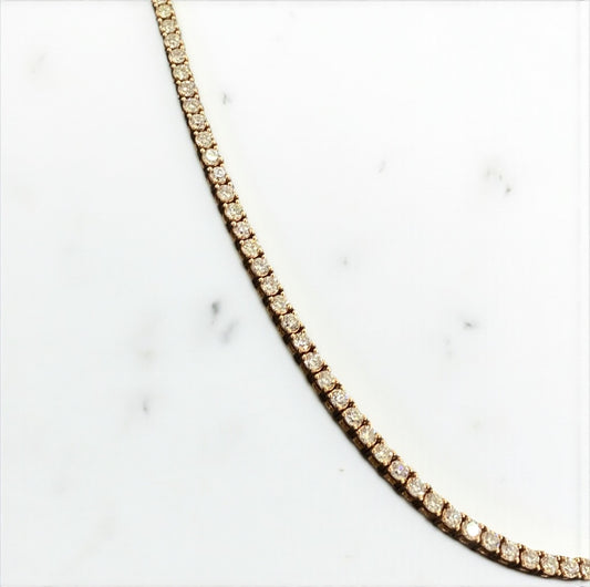 14K Rose Gold Tennis Chain 6.17Ct Dia / 14.4gr / 2.5mm / 16in