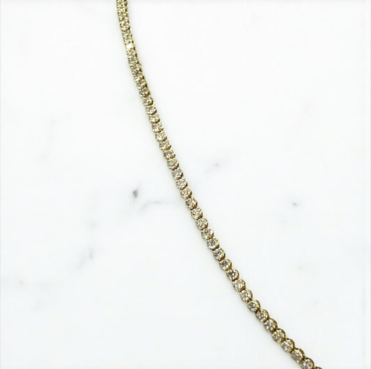 14K Yellow Gold Tennis Chain 3.35Ct Dia / 6.4gr / 2mm / 16in